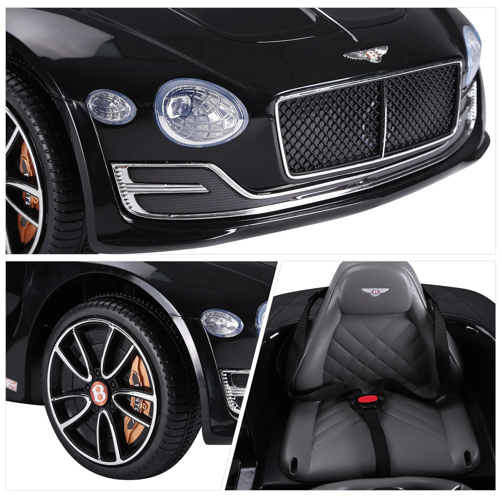 12V Kids Ride-On Licensed Bentley Car with Parent Remote Control Black - Image 10