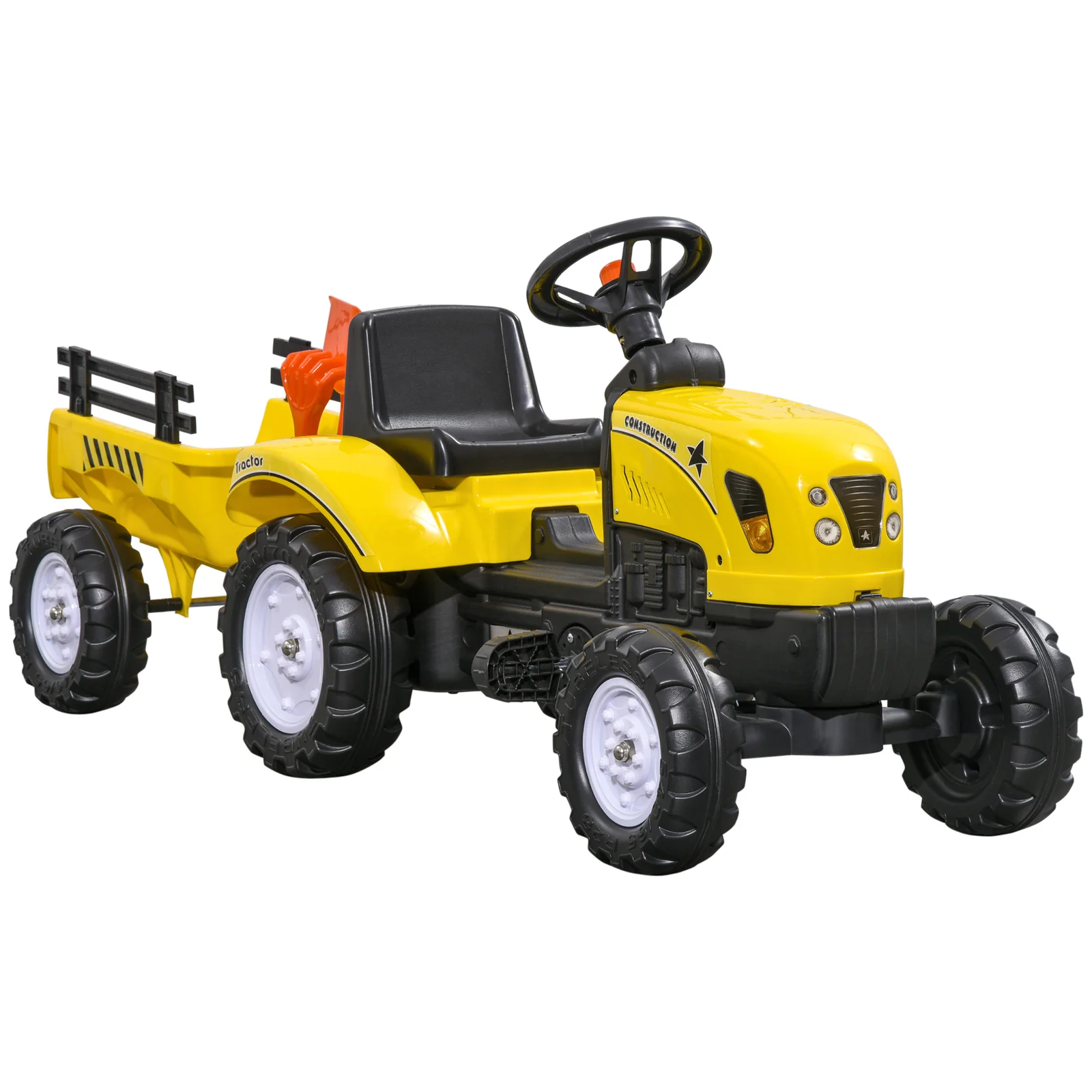 Kids Manual Pedal Ride-On Farm Tractor with Back Storage Tray