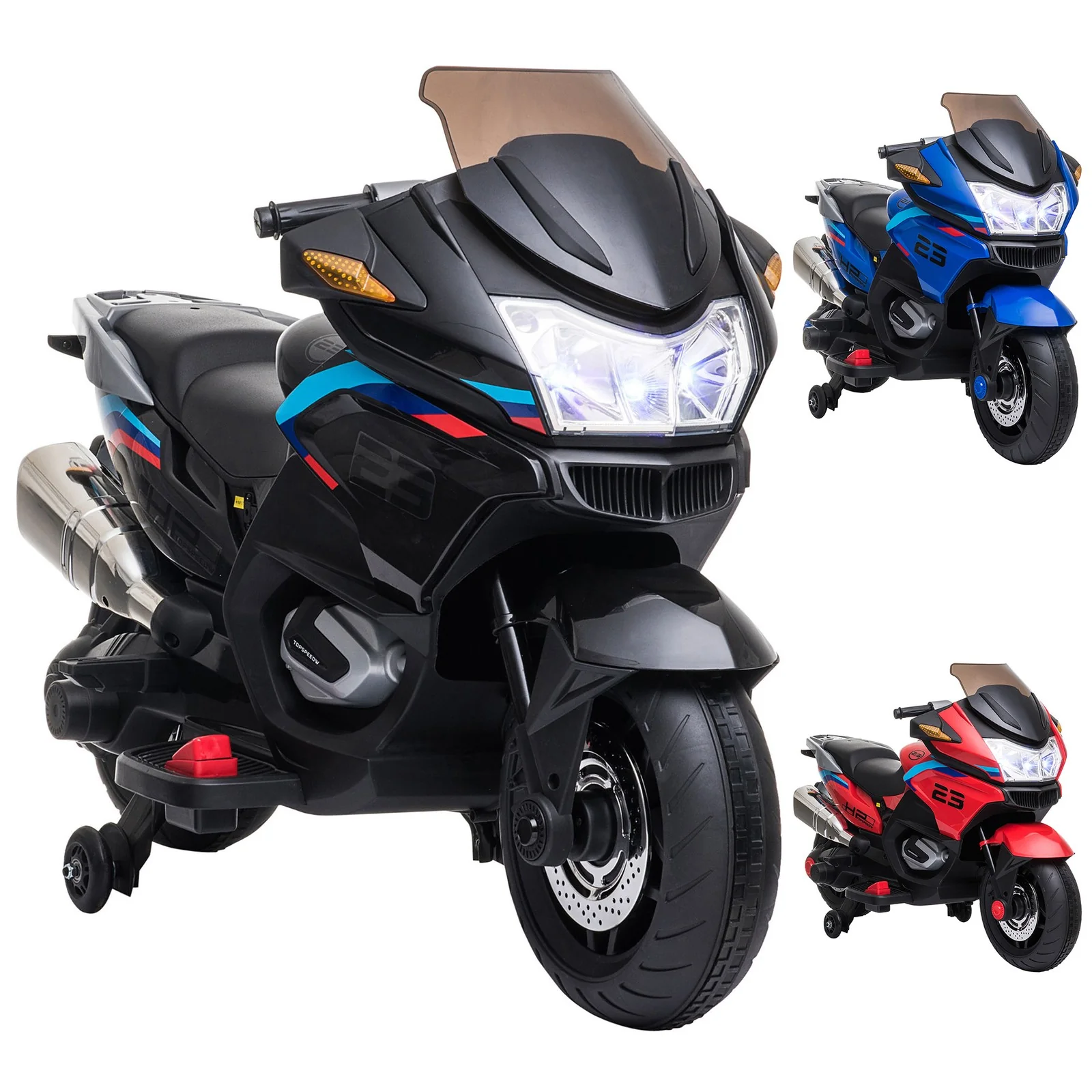 Kids Ride-On Motorcycle with Training Wheels, Lights, and Music - Image 12