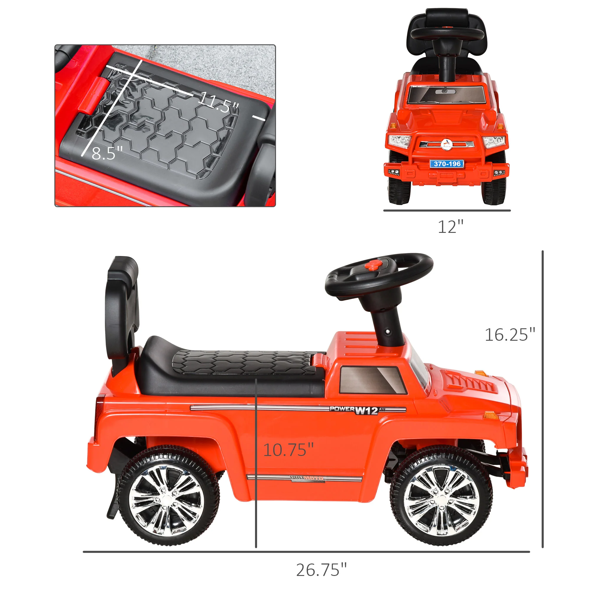 Kids Ride-On Sliding Car with Horn, Music, Lights, and Storage – No Power Needed - Image 2