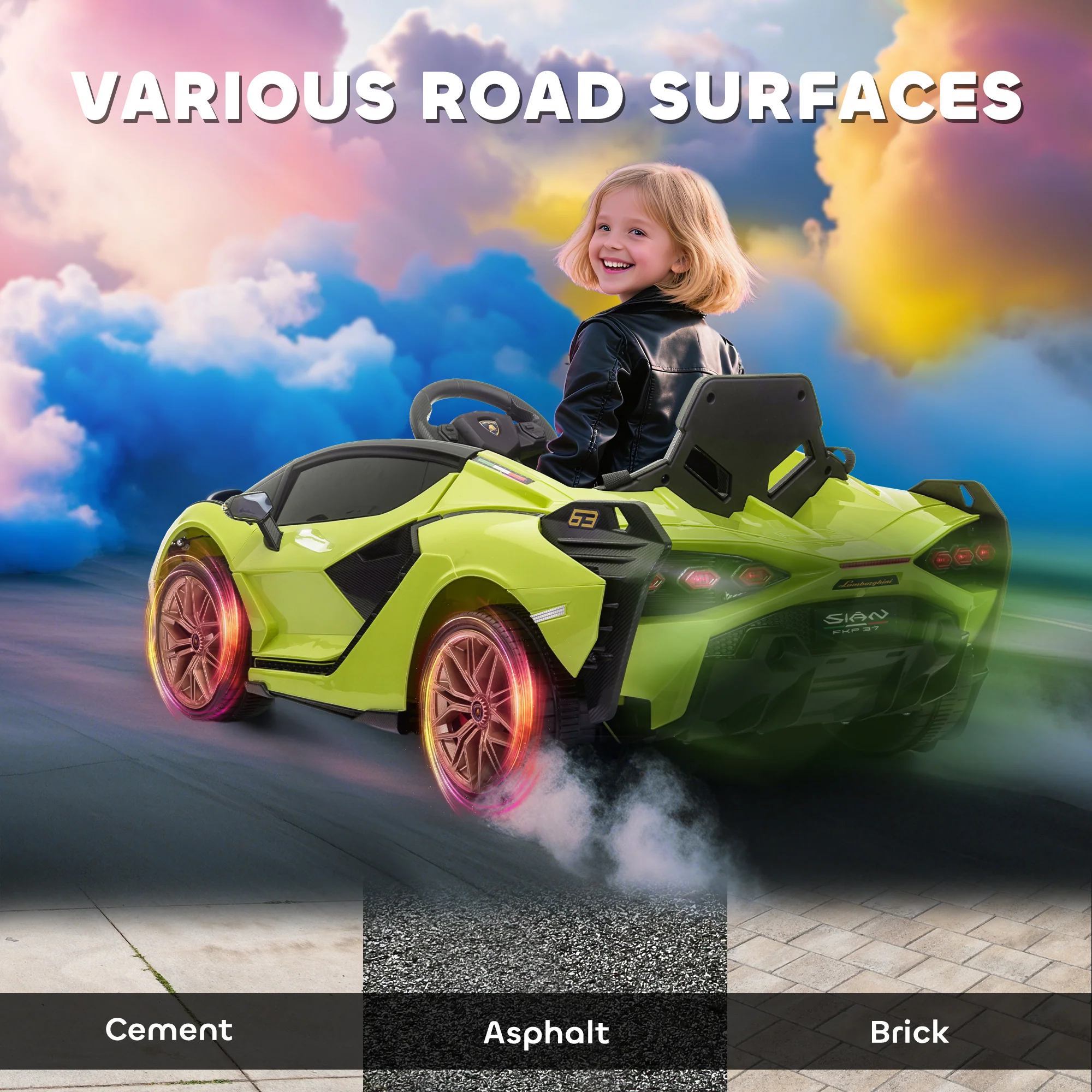 12V Kids Electric Ride-On Lamborghini Sian Car Toy with Remote Control - Image 20