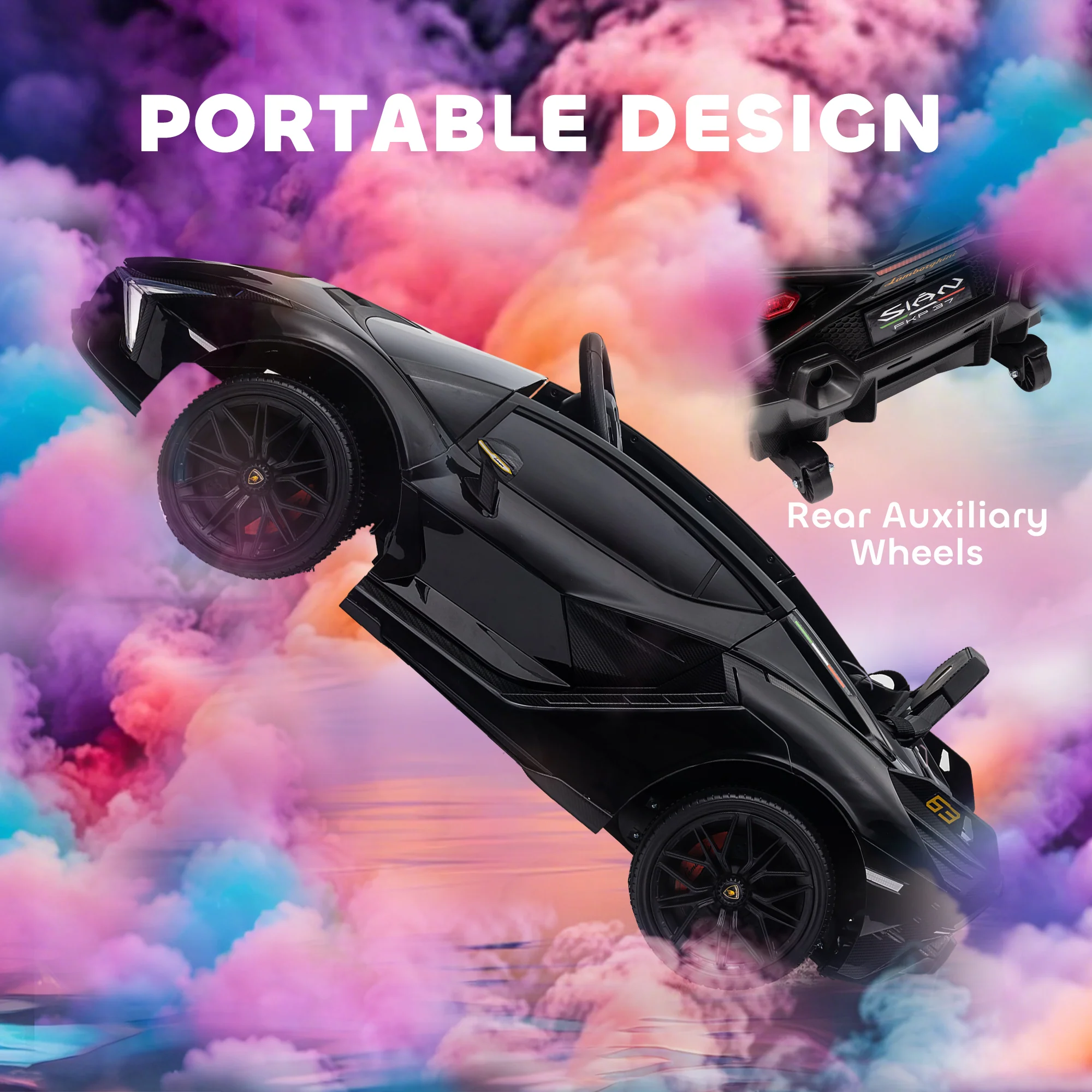 12V Kids Electric Ride-On Lamborghini Sian Car Toy with Remote Control - Image 28