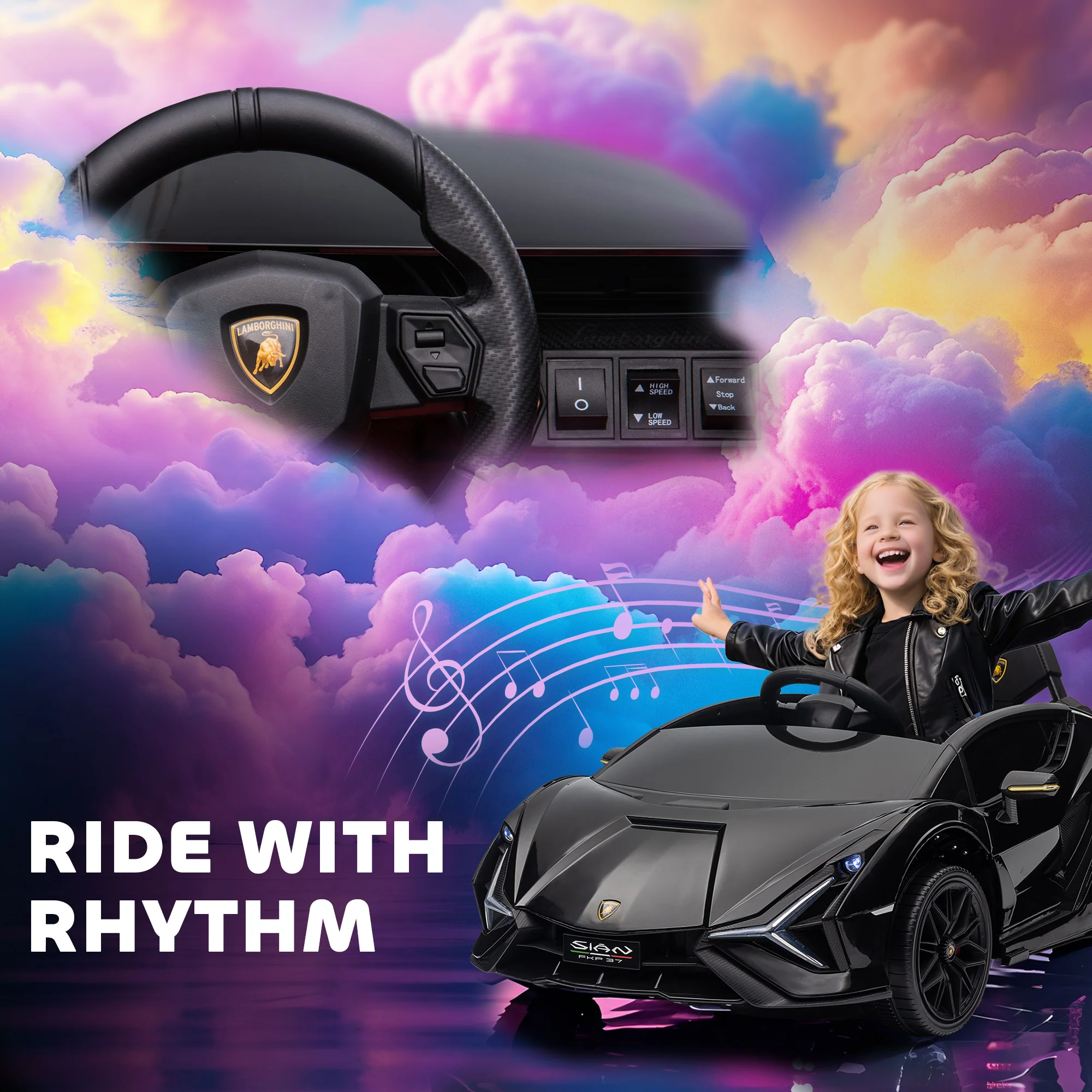 12V Kids Electric Ride-On Lamborghini Sian Car Toy with Remote Control - Image 29