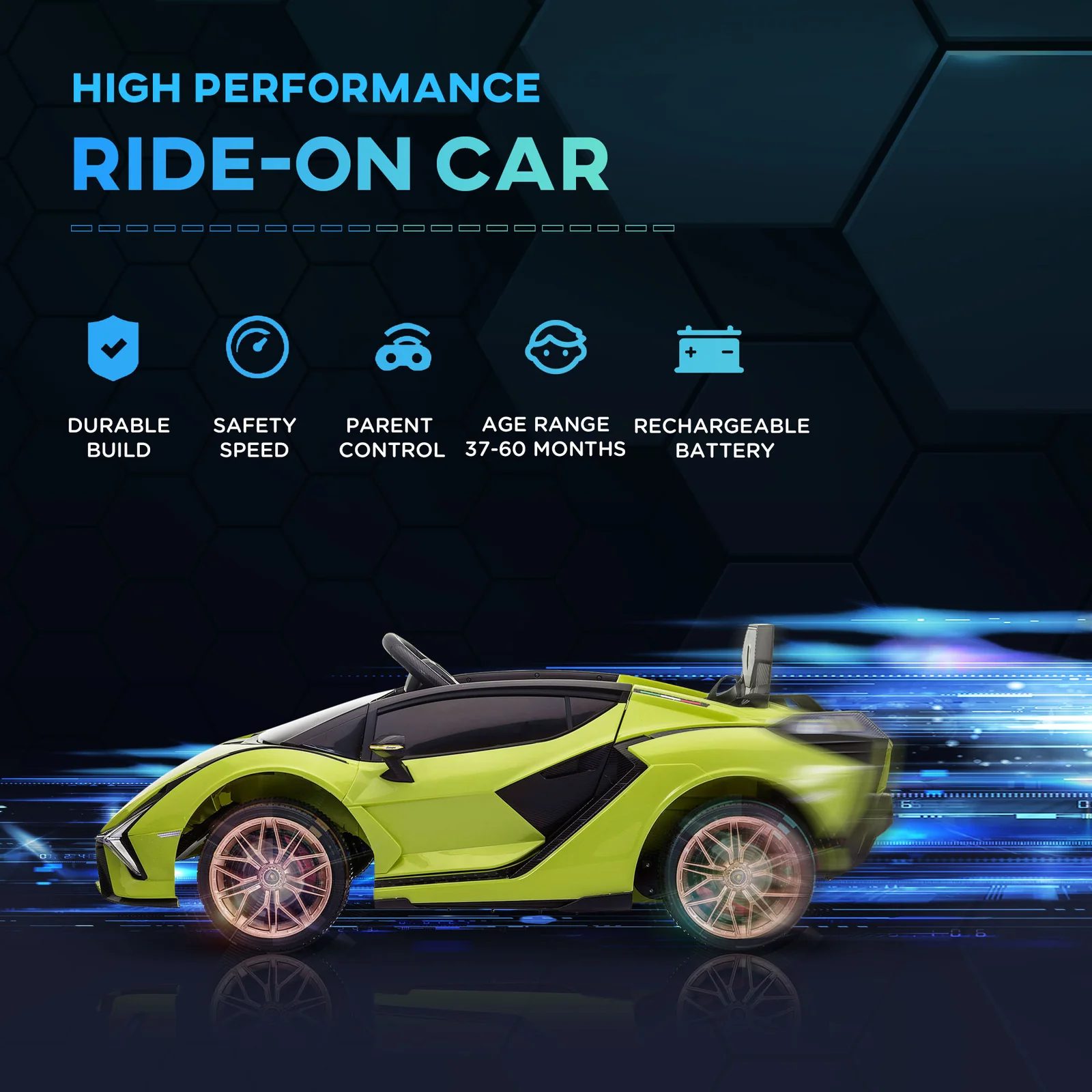 Licensed Lamborghini SIAN Kids 12V Battery-Powered Electric Ride-On Car - Image 4