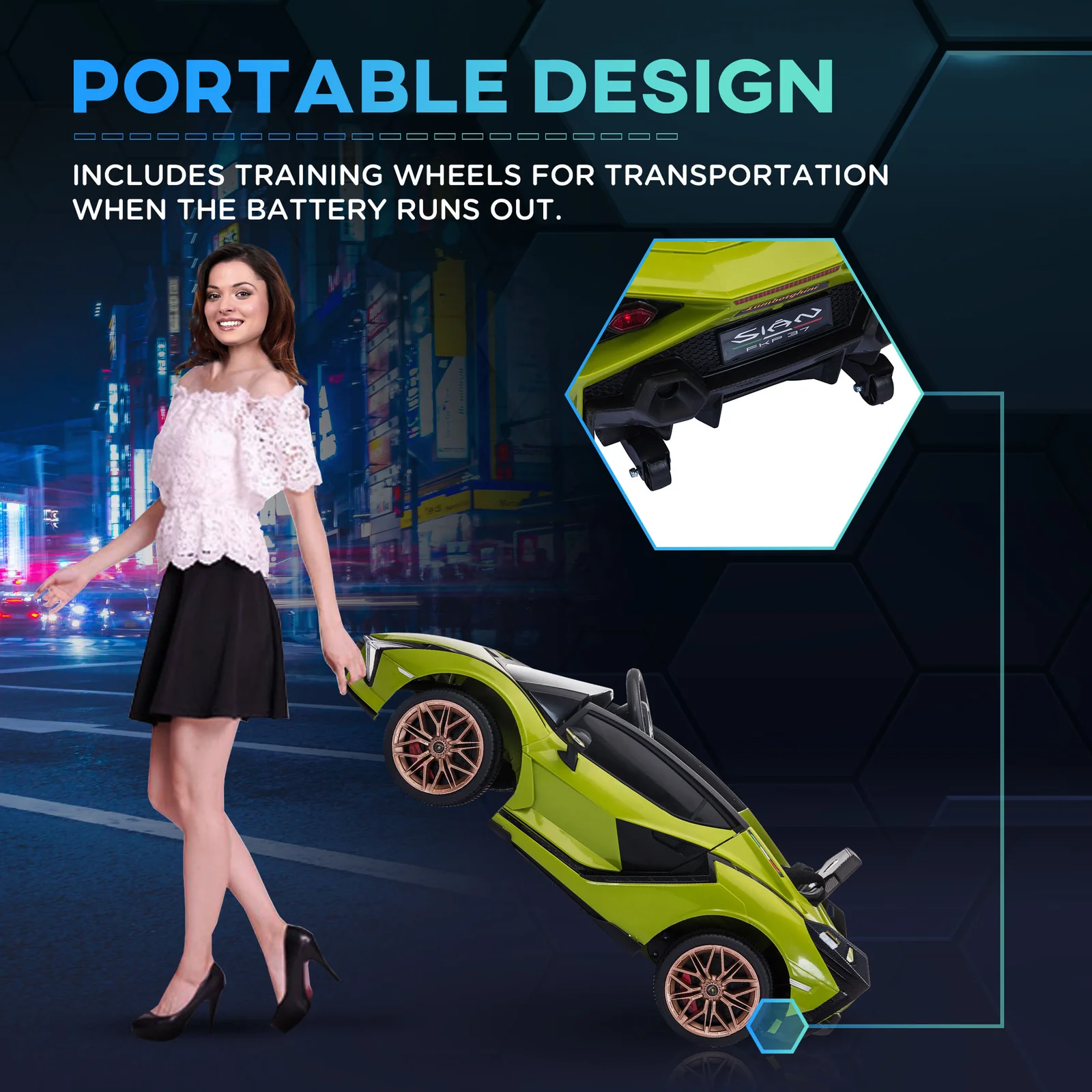 Licensed Lamborghini SIAN Kids 12V Battery-Powered Electric Ride-On Car - Image 7