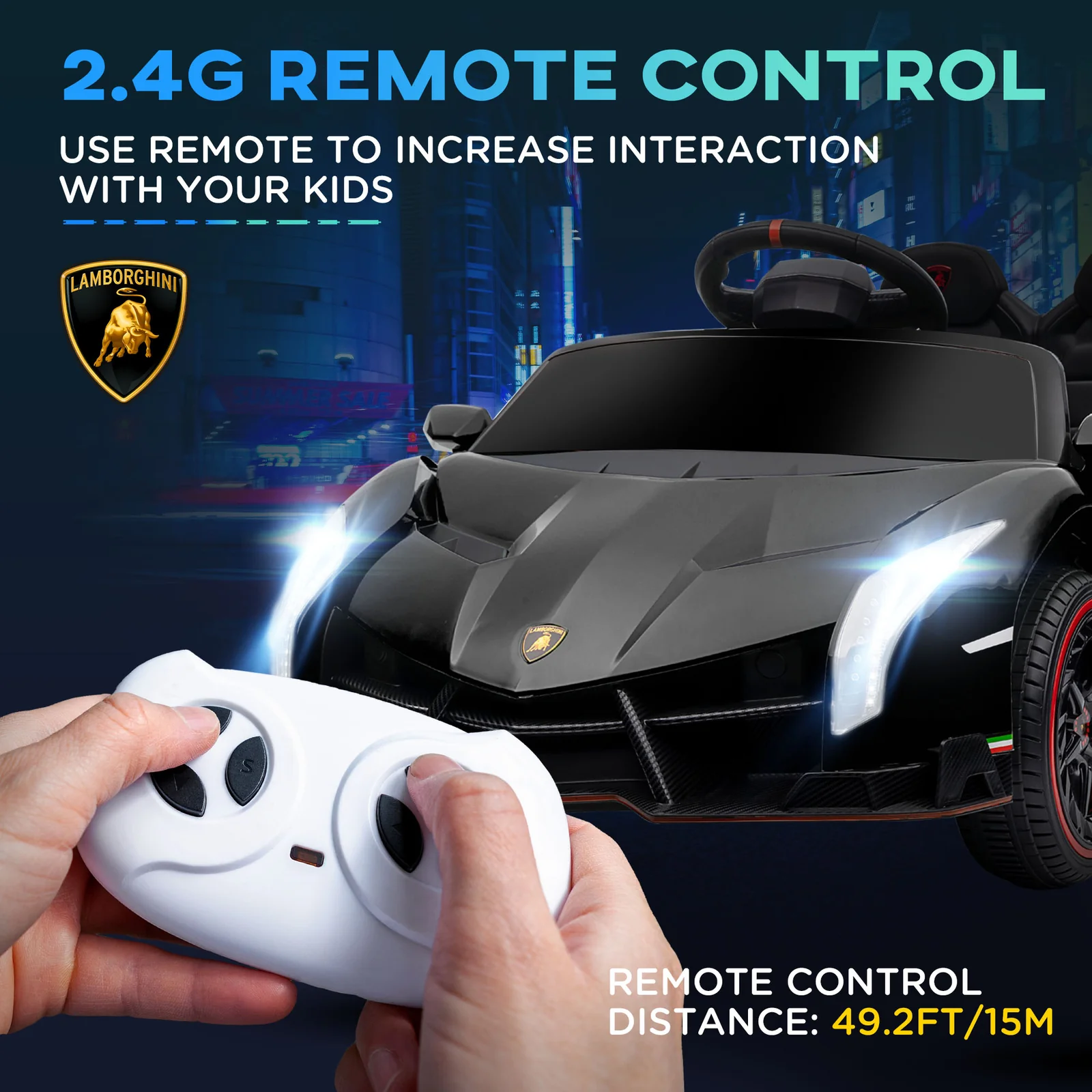 Licensed Lamborghini Veneno Kids 12V Electric Ride-On Car with Bluetooth - Image 5