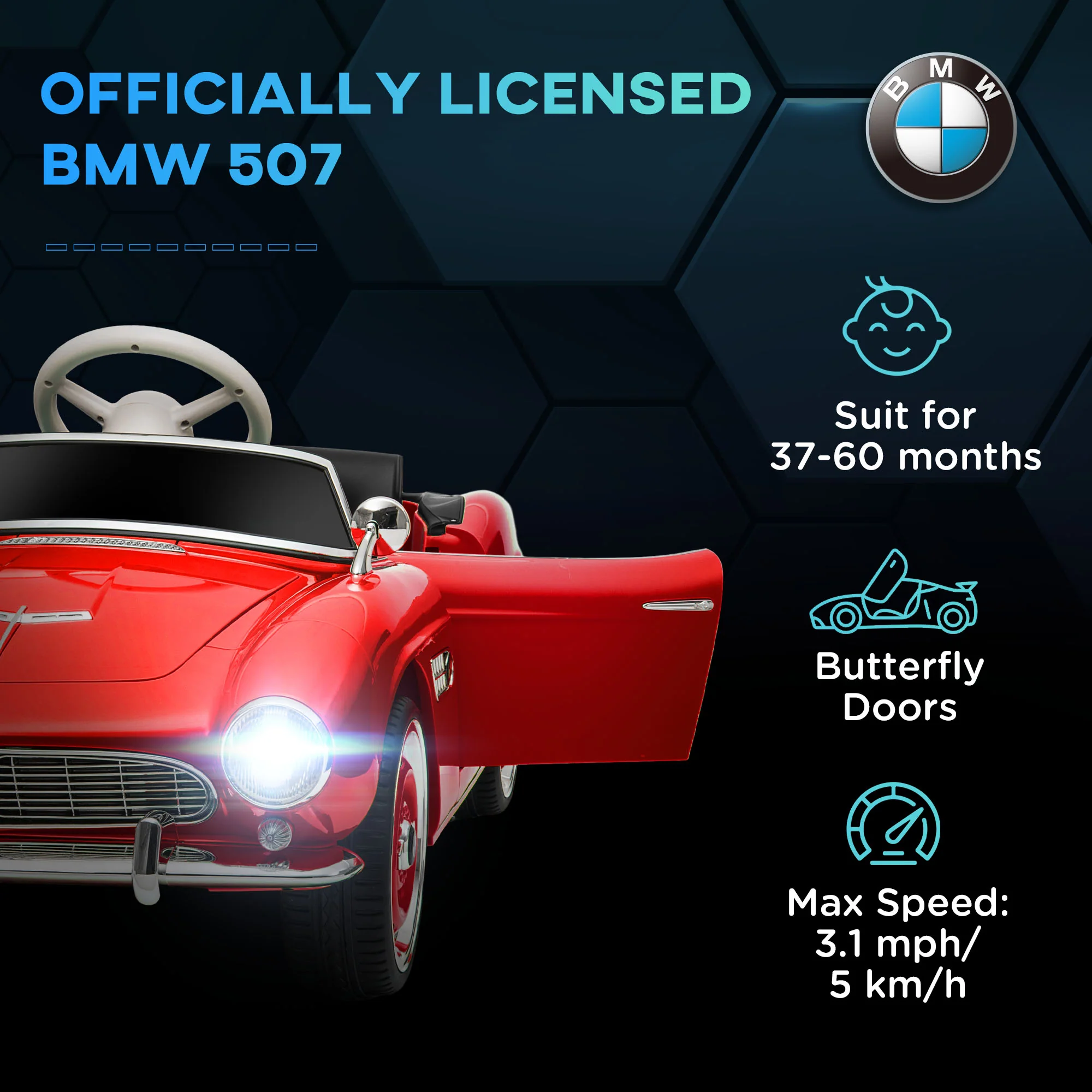 Licensed BMW 12V Electric Ride-On Car for Kids with Easy Transport - Image 5