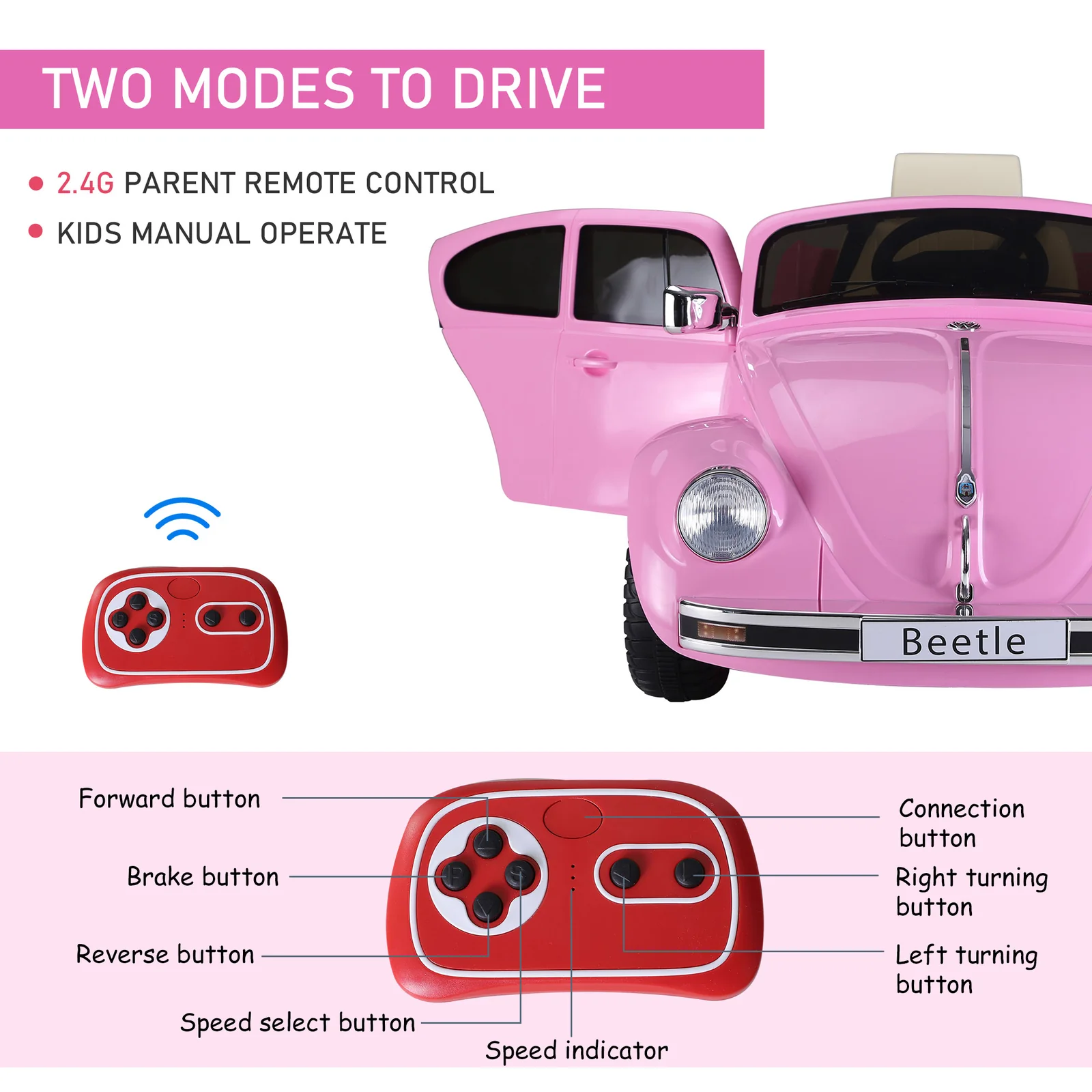 Licensed Volkswagen Beetle Electric Ride-On Car for Kids with 6V Battery Power - Image 3
