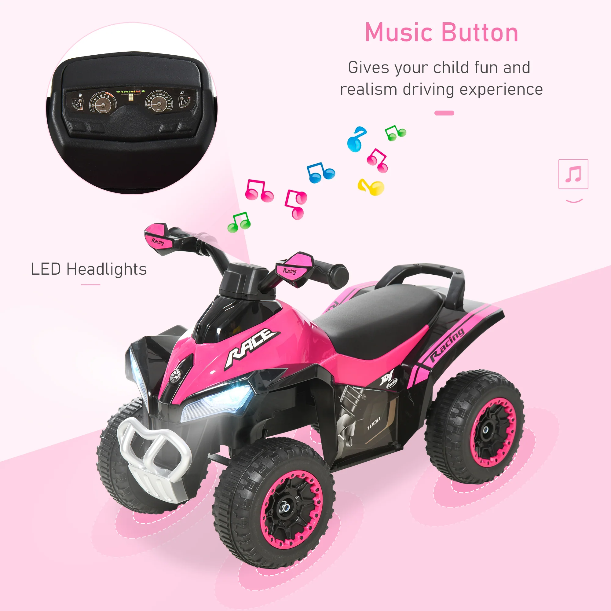 Battery-Free Push Ride-On Car for Kids with Music and Lights, Ages 1.5–3 Years - Image 5