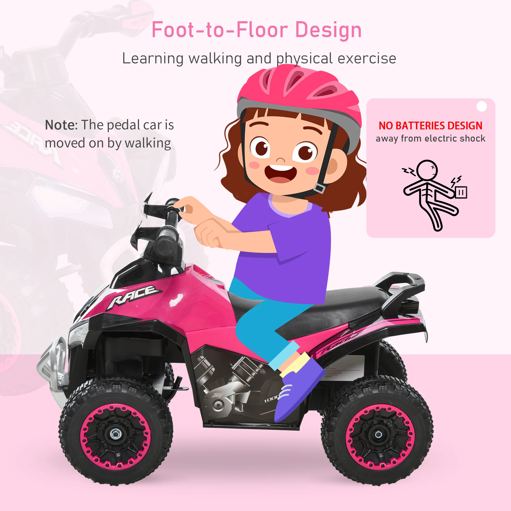 Battery-Free Push Ride-On Car for Kids with Music and Lights, Ages 1.5–3 Years - Image 7