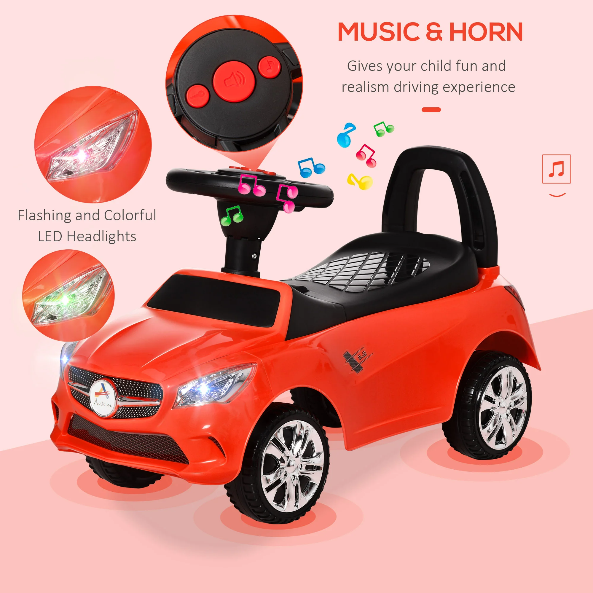Ride-On Sliding Car with Horn, Music, Lights, and Storage – No Power Needed - Image 5