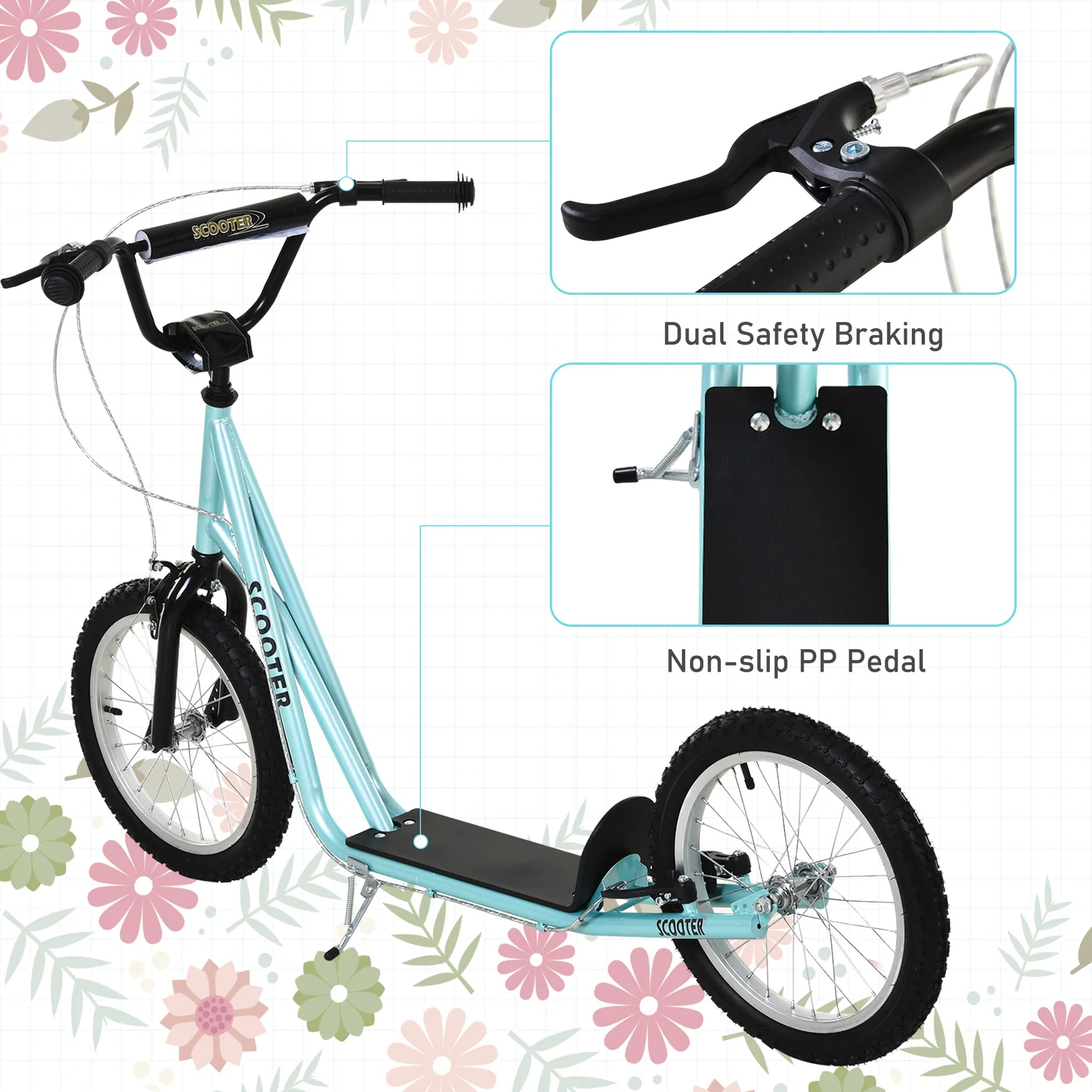 Youth Kick Scooter for Kids 5+ with Adjustable Handlebar 16-Inch Wheels - Image 3