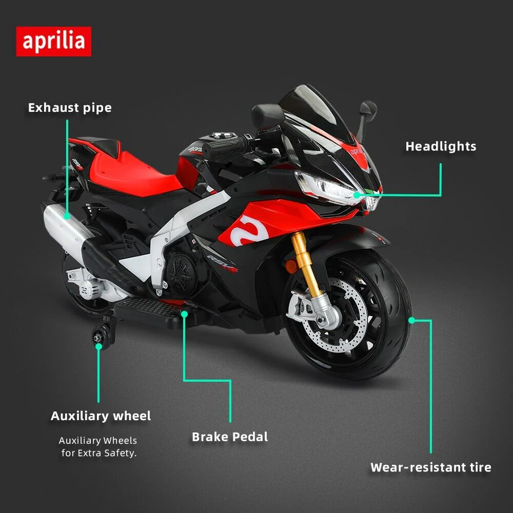Aprilia 24V Kids Electric Motorbike with Dual 150W BLDC Motors - Speeds up to 12MPH - Image 6