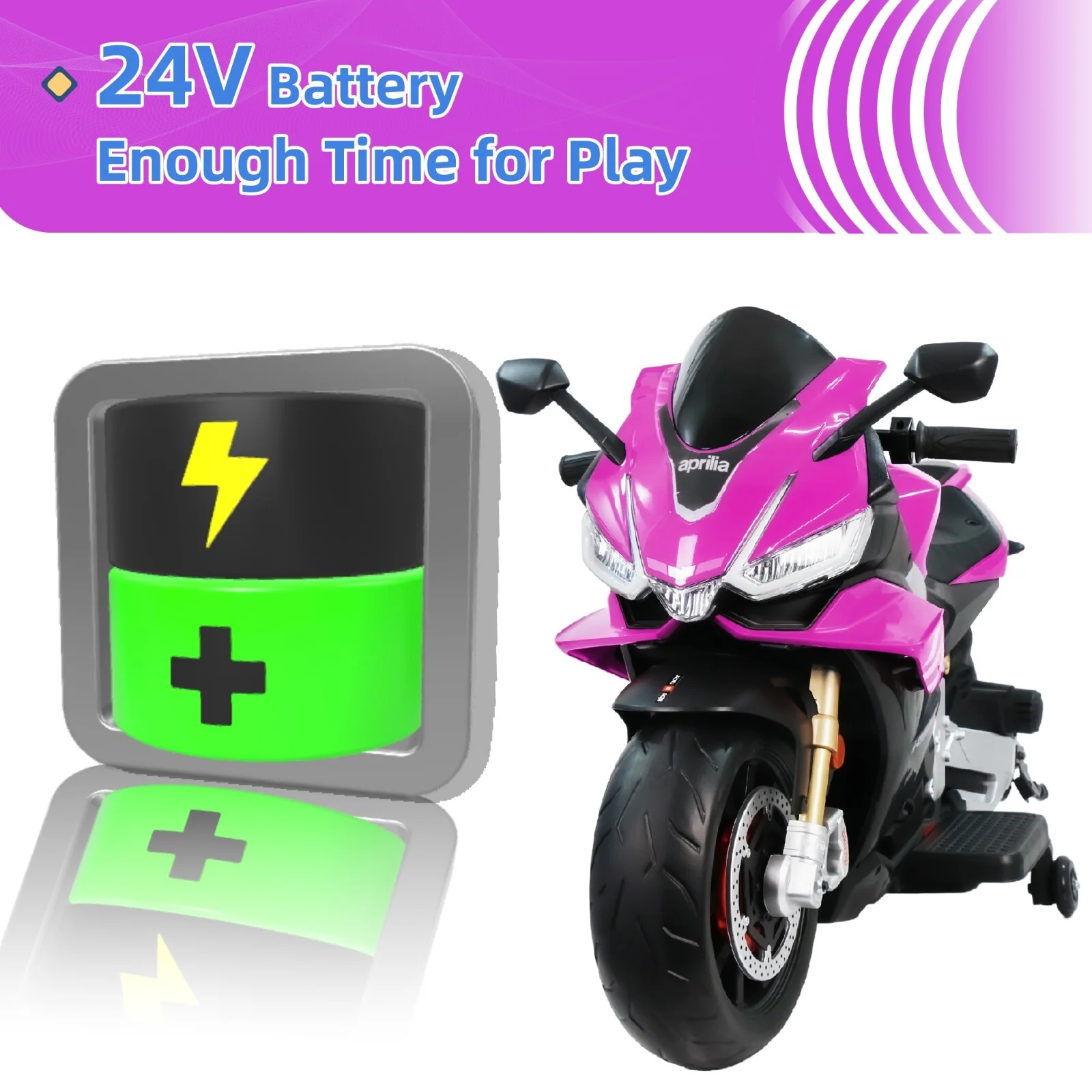 24V Kids Electric Dirt Bike Motorcycle with 10mph Speed and Bluetooth Music - Image 6