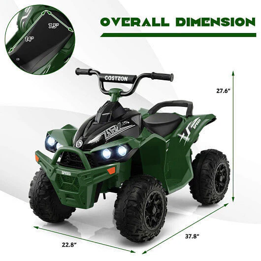 Army Green 12V Kids Ride On ATV with High/Low Speed and Comfortable Seat - Image 4
