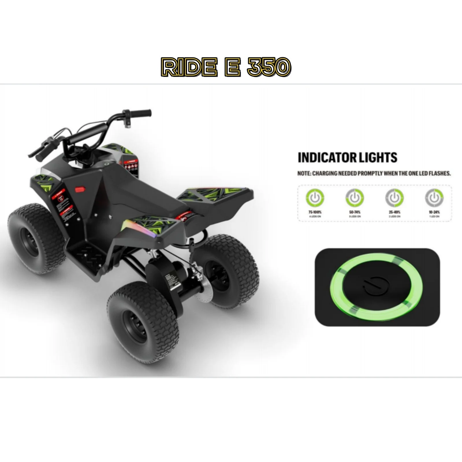 E350 Kids 4-Wheel Electric Ride-On ATV with 36V Li-Ion Battery - Image 12