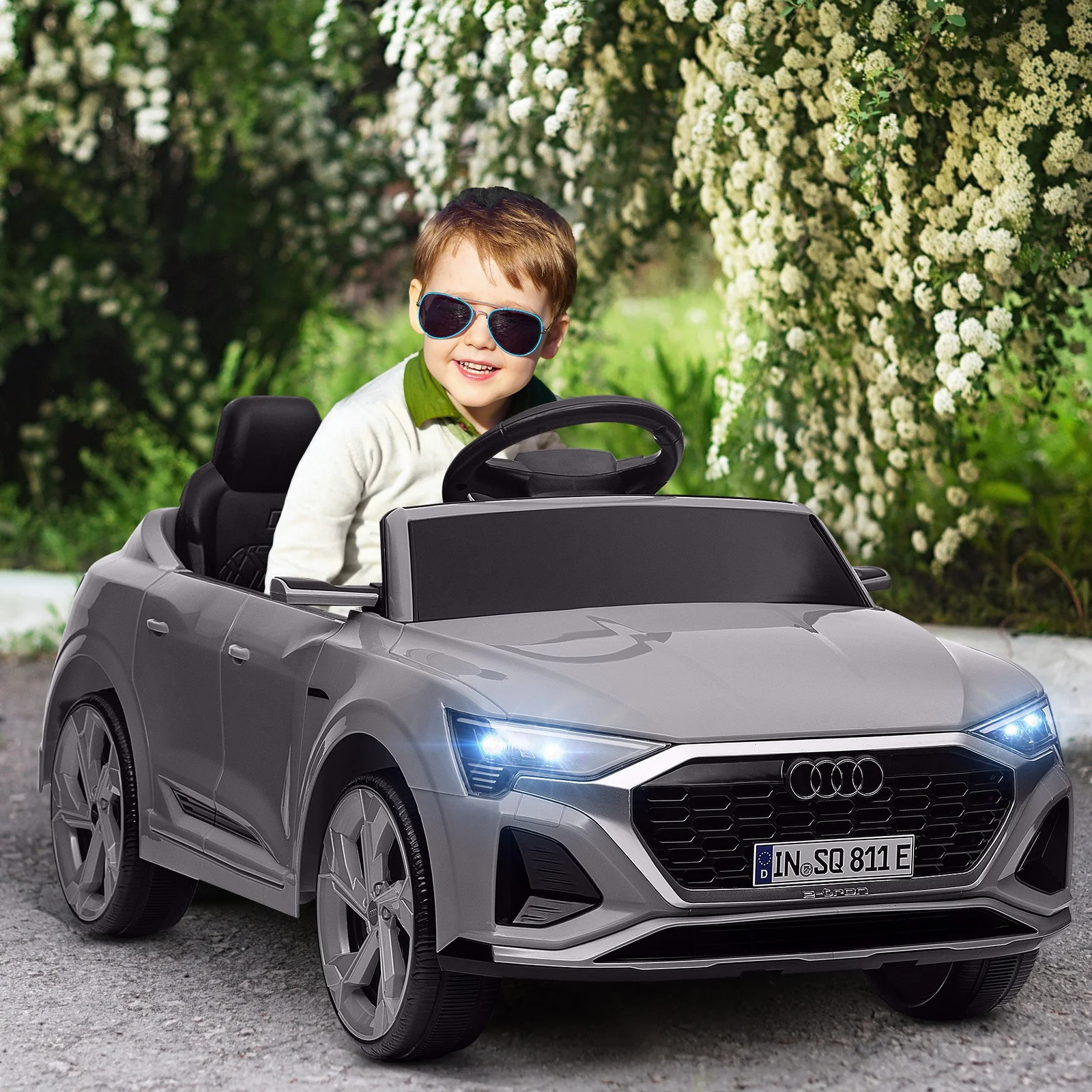 12V Licensed Audi Q8 e-tron Sportback Kids Electric Ride-On Car Gray - Image 9