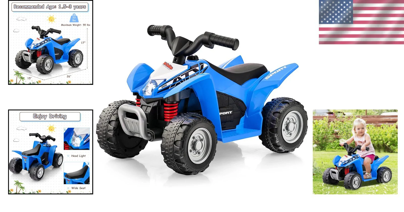 6V Kids Ride-On ATV for Toddlers with Horn and Enhanced Stability - Image 2