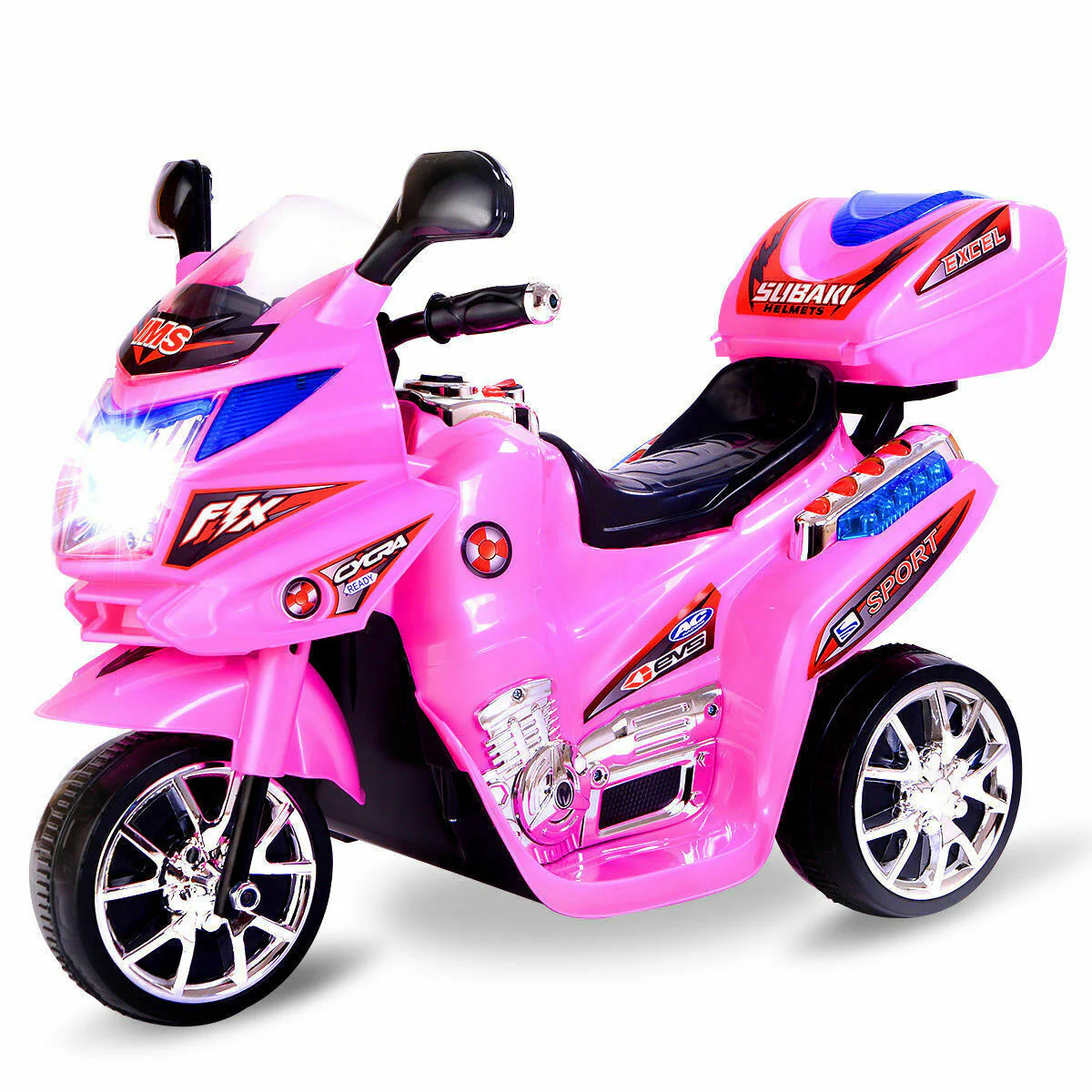 Babyjoy 6V Pink Electric Ride-On Motorcycle for Kids with 3 Wheels - Image 2