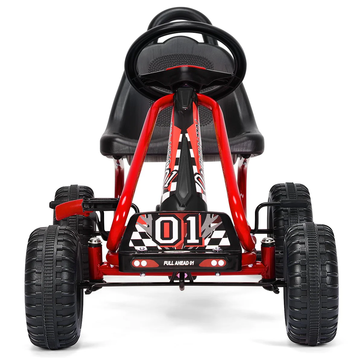Kids Pedal Go-Kart with 4 Wheels, Adjustable Seat, Handbrake – Red Ride-On Toy - Image 10