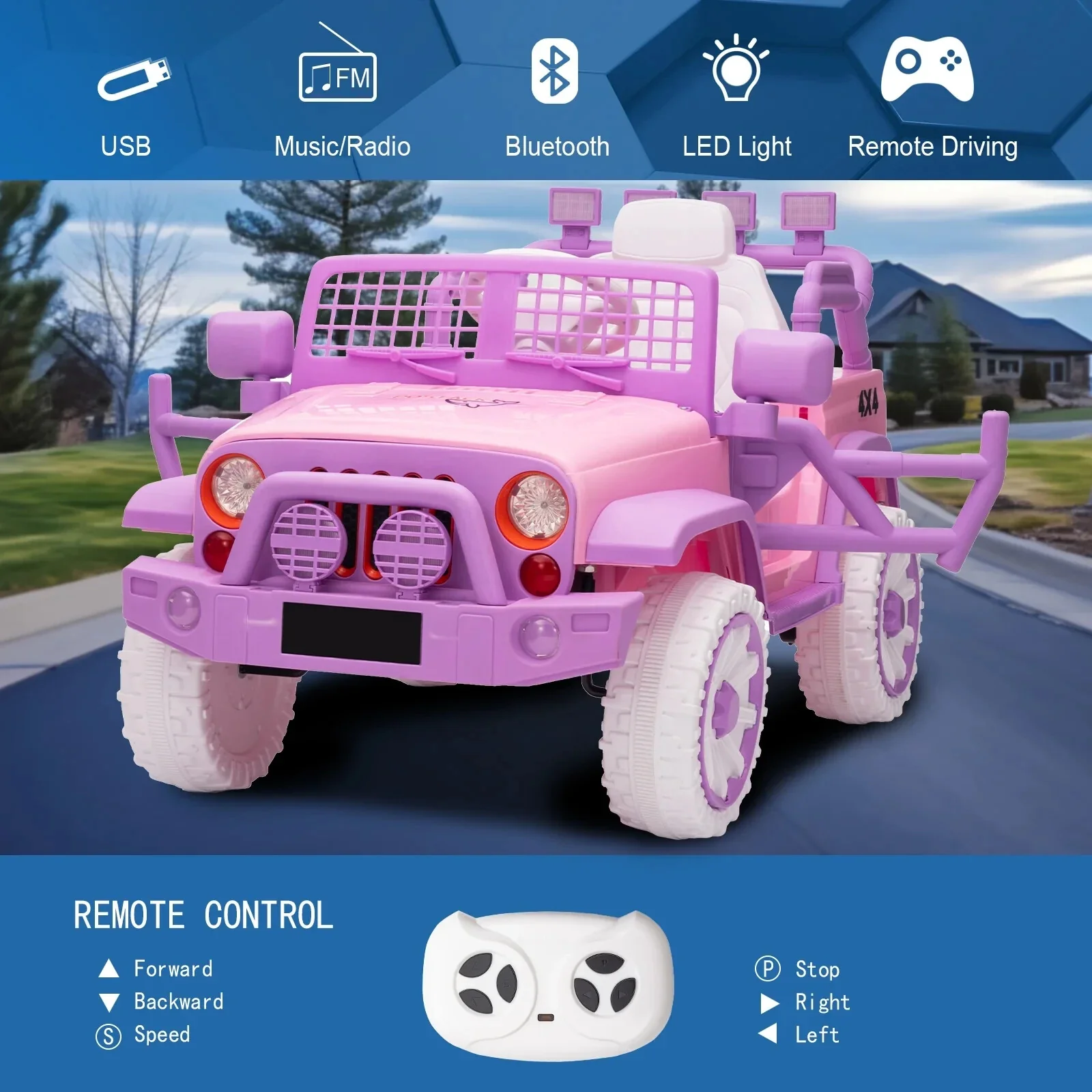 Battery-Powered 1-Seater Kids UTV with Remote Control and Bluetooth Music - Image 4
