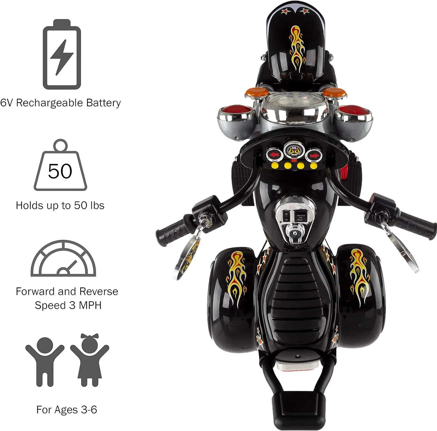 Battery-Powered 3-Wheel Chopper Ride-On Toy for Kids Ages 3-5 - Image 3