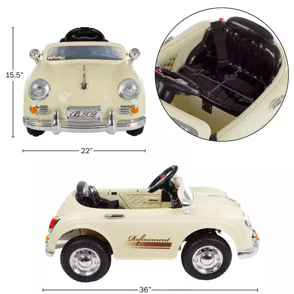 Battery-Powered Classic Sports Car with Remote Control - Image 2