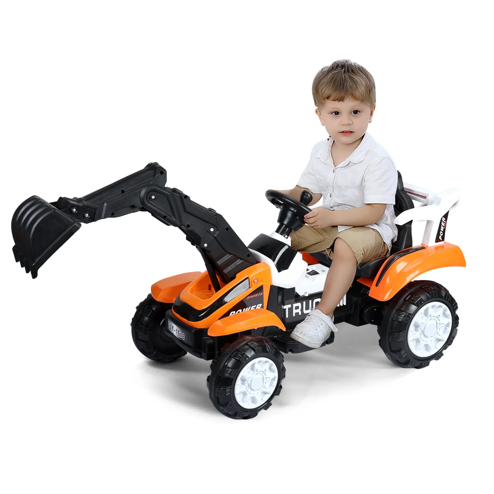 Battery Powered Electric Red Digger Construction Vehicle Toy for Kids - Image 3