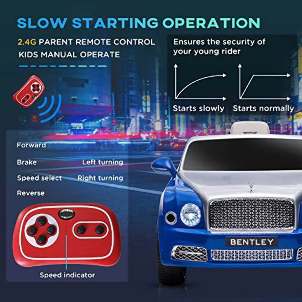 Bentley 12V Electric Ride-On Vehicle with Remote Control, Battery-Operated Car with Suspension - Image 4