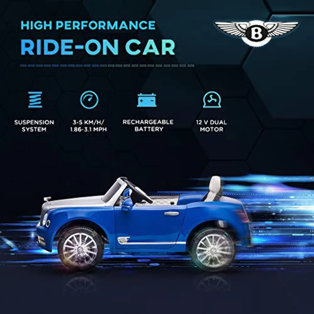 Bentley 12V Electric Ride-On Vehicle with Remote Control, Battery-Operated Car with Suspension - Image 6