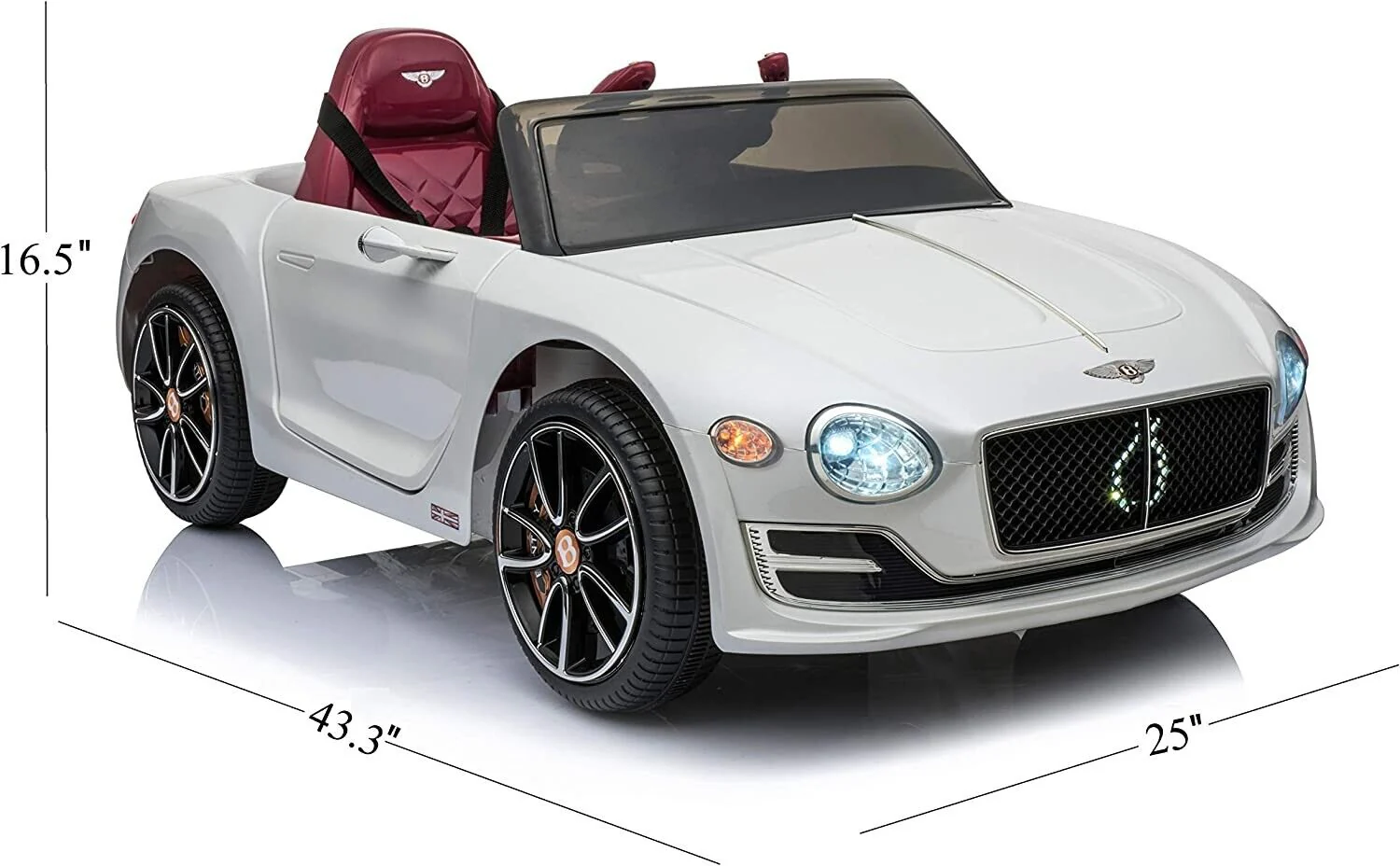 Bentley Licensed 12V Electric Ride On Car for Kids - White - Image 6