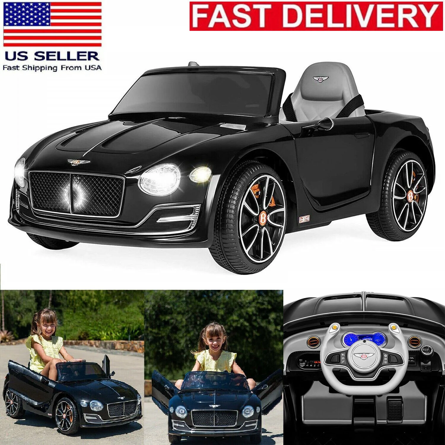 Licensed Bentley Kids Electric Ride-On Car with 2 Speeds, Remote Control, and LED Lights - Image 13