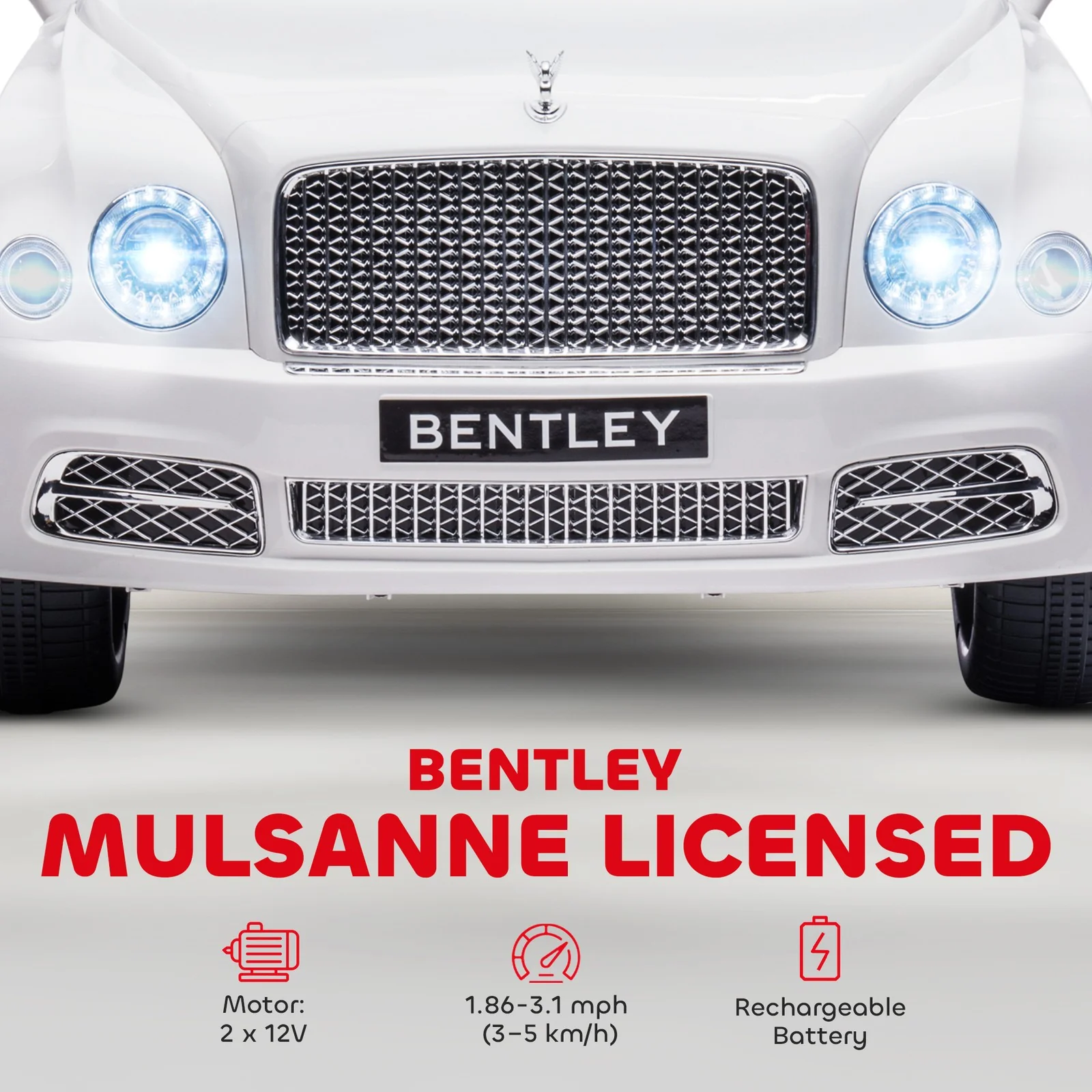Licensed Bentley Mulsanne 12V Battery-Powered Electric Ride-On Car with Music - Image 5