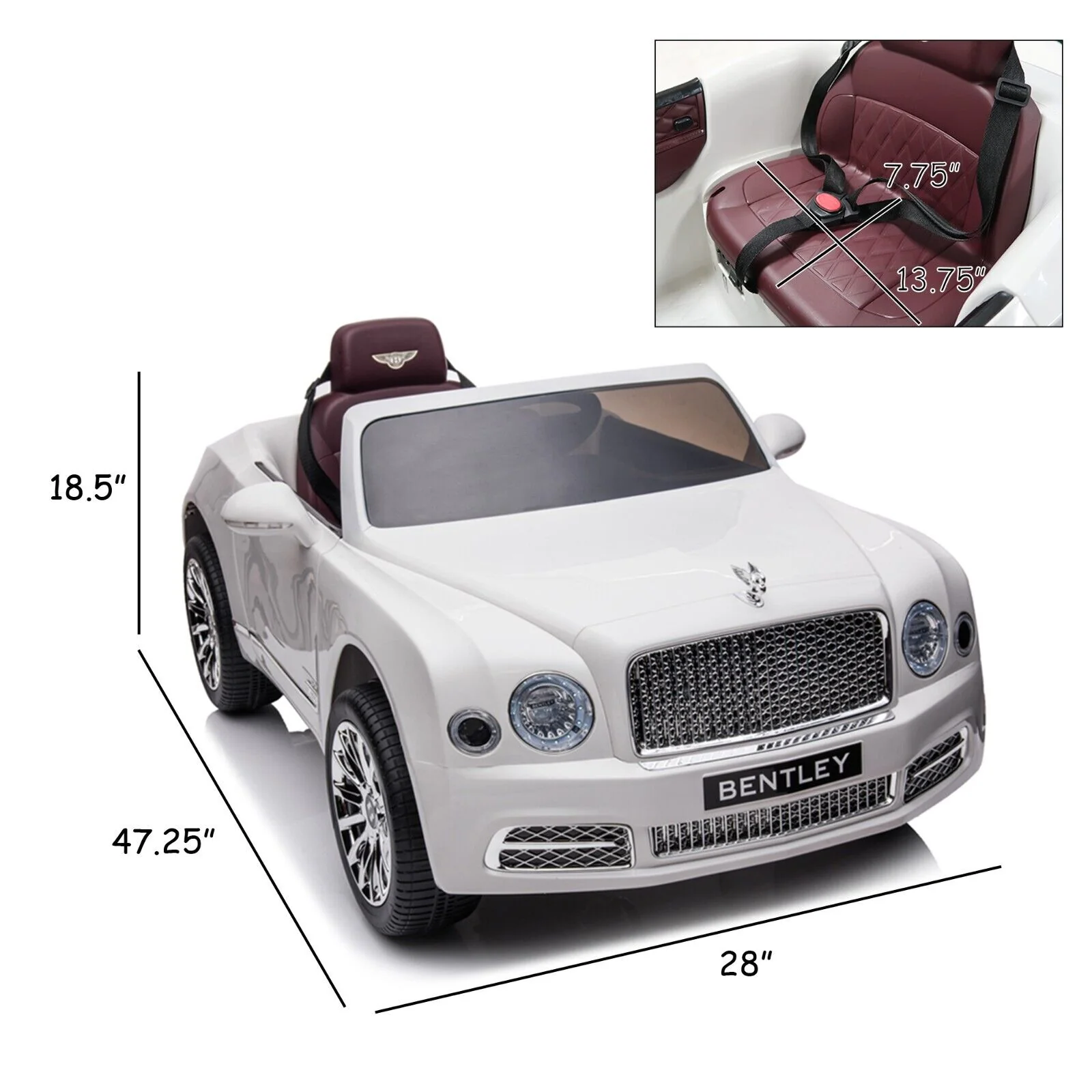 Bentley Mulsanne Licensed Electric Ride On Car for Kids - White - Image 6