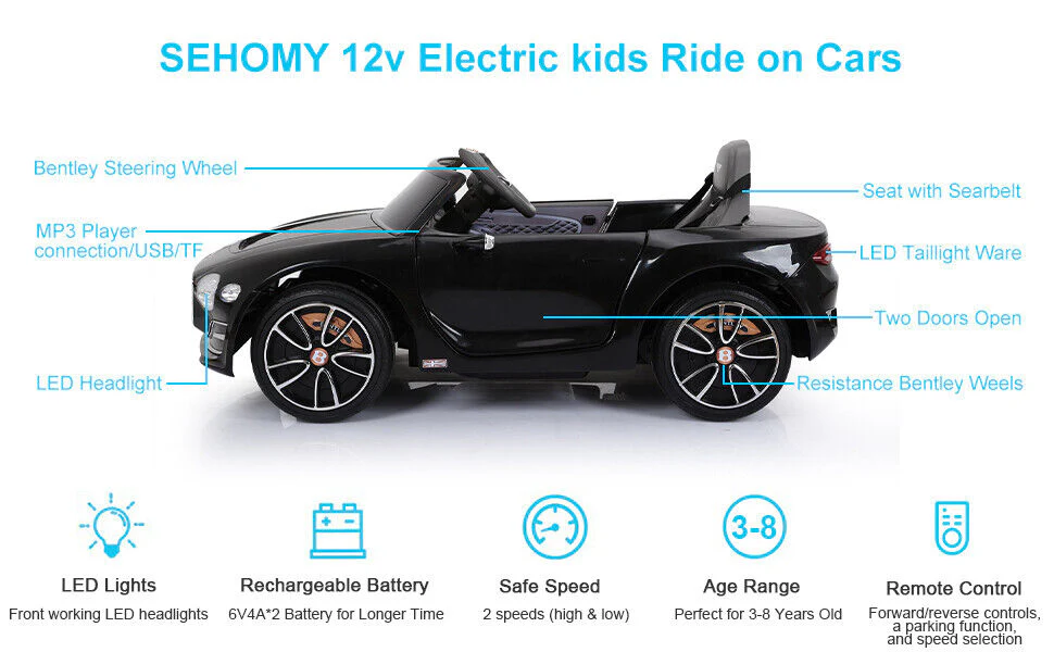 Bentley Style 12V 2.4G Kids Electric Car Ride-on Toy with Remote Control - Image 5