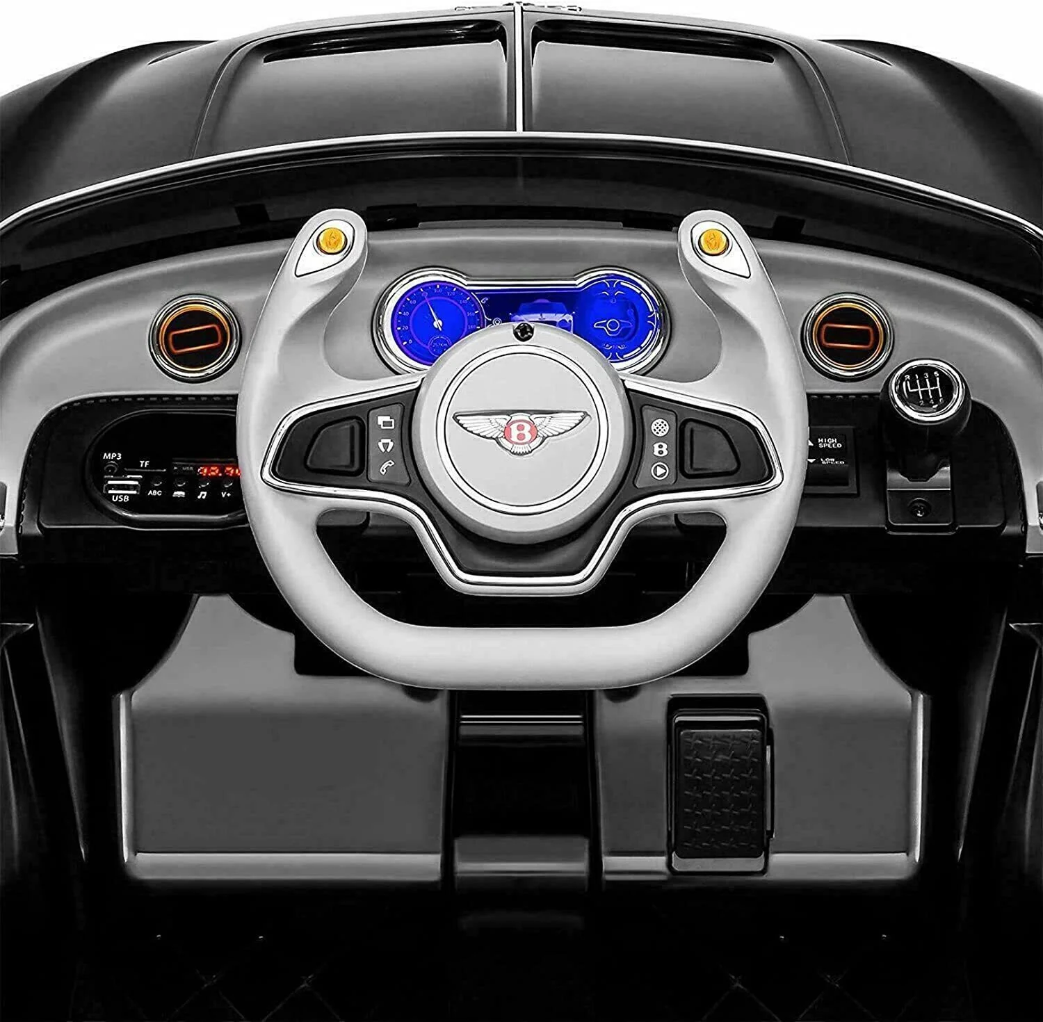 BENTLEY Style 12V Electric Kids Ride On Car Racer with Double Seats Control in Black - Image 12