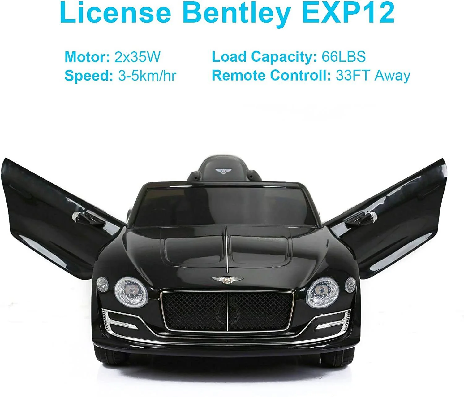 BENTLEY Style 12V Electric Kids Ride On Car Racer with Double Seats Control in Black - Image 7