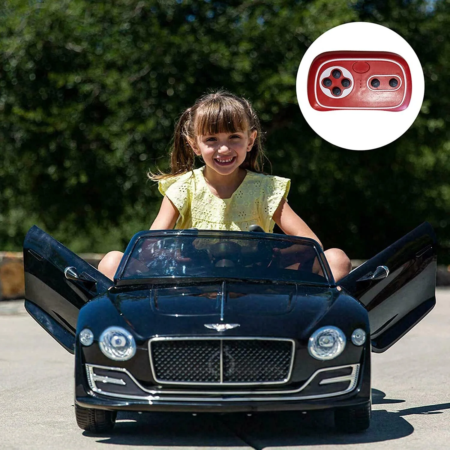 BENTLEY Style 12V Electric Kids Ride On Car Racer with Double Seats Control in Black - Image 8