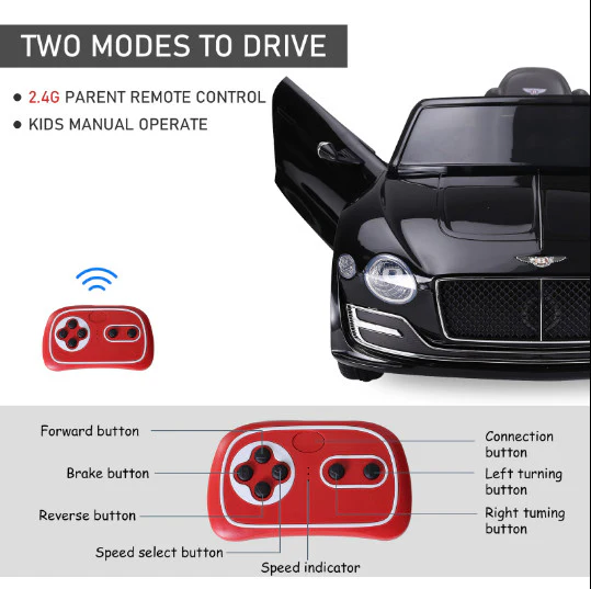 12V Kids Electric Ride-On Car with Parent Remote Control, Bentley Style Vehicle Toy - Image 11
