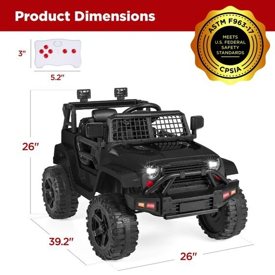 12V Kids Ride-On Truck Car with Parent Remote Control - Spring Model - Image 7
