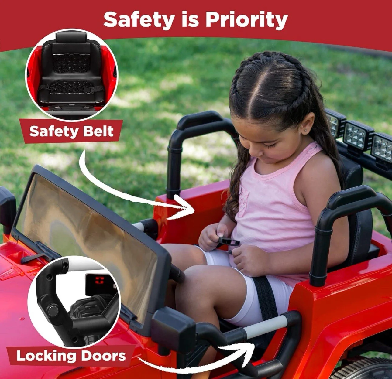 SKY5506 12V Kids Red Ride-On Truck Car - Image 3