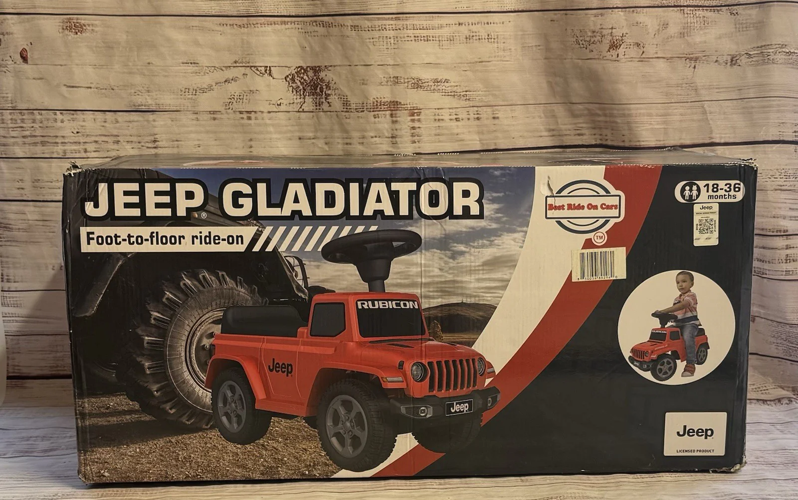 Red Ride-On Jeep Gladiator Push Car Combo with Damaged Box