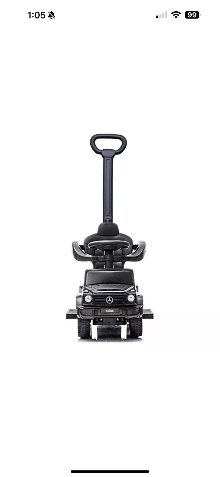 Mercedes Licensed 3-in-1 Kids Push Ride-On Car with Removable Safety Bars - Image 6