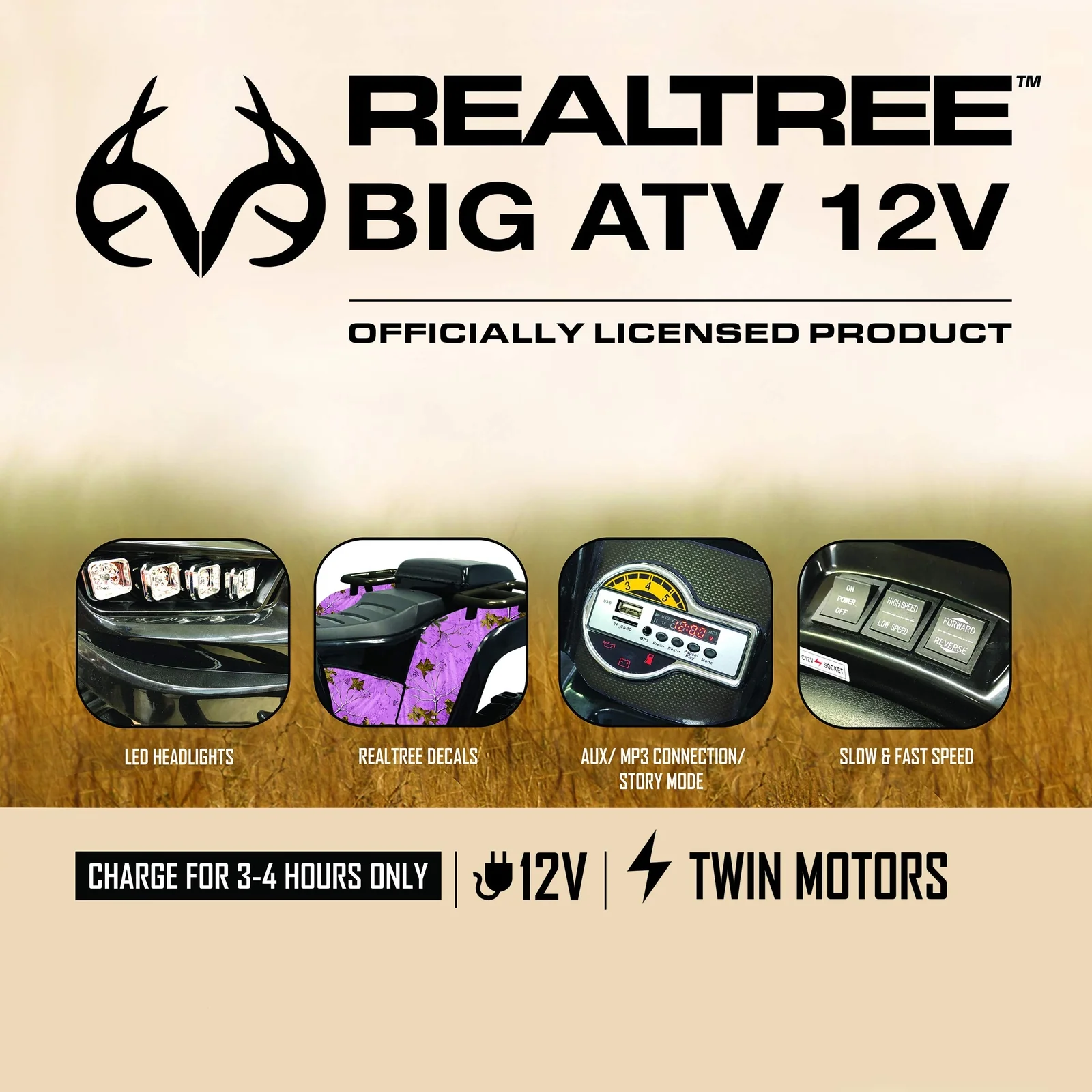 Ride-On Realtree ATV with Dual Speed Motor and Rechargeable Battery in Pink - Image 8