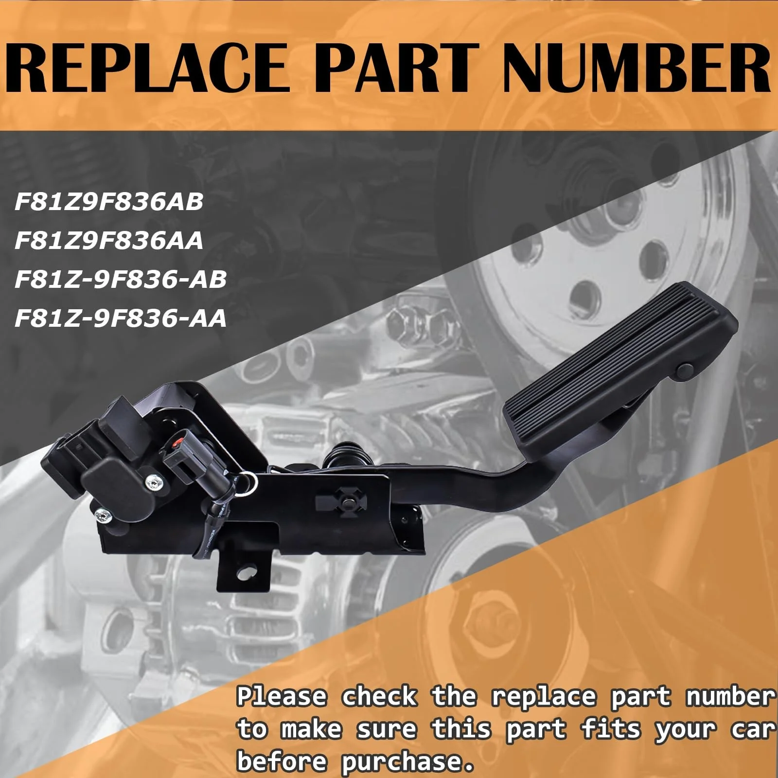 F81Z9F836AB Accelerator Gas Pedal and Sensor Compatible with F250 F350 F450 F550 - Image 3