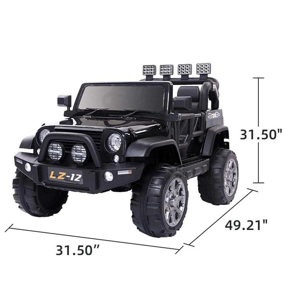 Black 12V Kids Ride-On Car with Parent Remote Control for Safe Play - Image 3