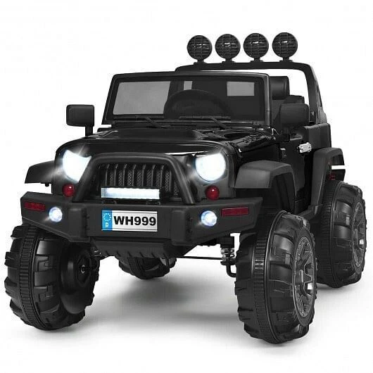 Black 12V Kids Ride On Truck with Remote Control and Double Magnetic Door - Image 4