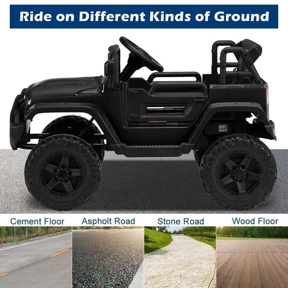 Black 12V Ride-On Truck for Kids with Parental Remote Control - Image 9