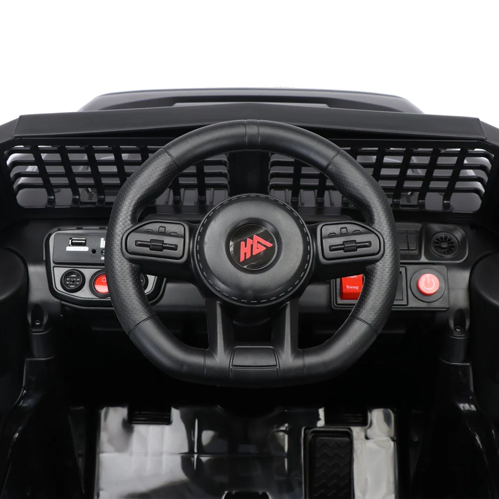 Black 12V Ride-On Truck for Kids with Remote Control, LED Lights, and Safety Belt - Image 11