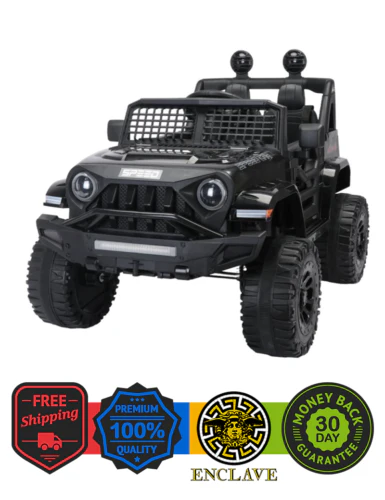Black 12V Ride-On Truck for Kids with Remote Control, LED Lights, and Safety Belt - Image 2